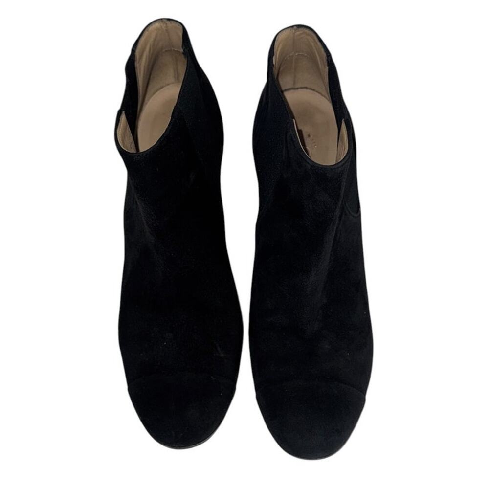 Chanel CC Logo Chelsea Black Suede Block Heel Boots Gold Logo Size 40 - Picture 3 of 14